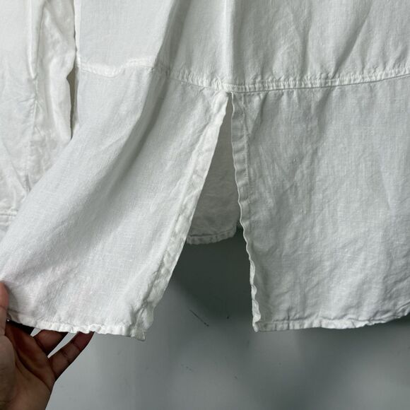 Rachel Zoe 100% Linen Button Up Top S Split Back Coastal Lagenlook Quiet Luxury - Picture 7 of 14